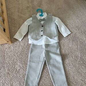 Gray Vest and Pants Set with White Shirt